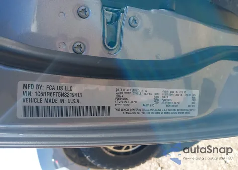 2022 Ram 1500 Classic Tradesman 4X2 6'4 Box from USA, damaged, VIN 1C6RR6FT5NS219413